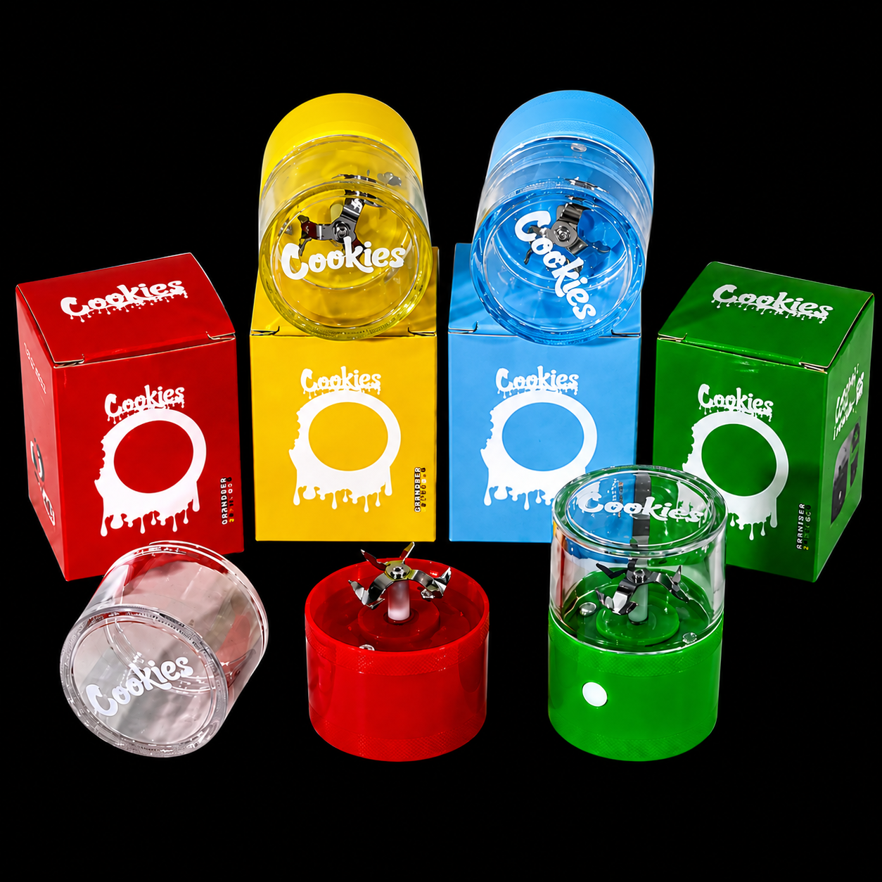 Cookies Mixed Colored Electric Grinder Blue, Red, Black, Yellow, Purple, Green