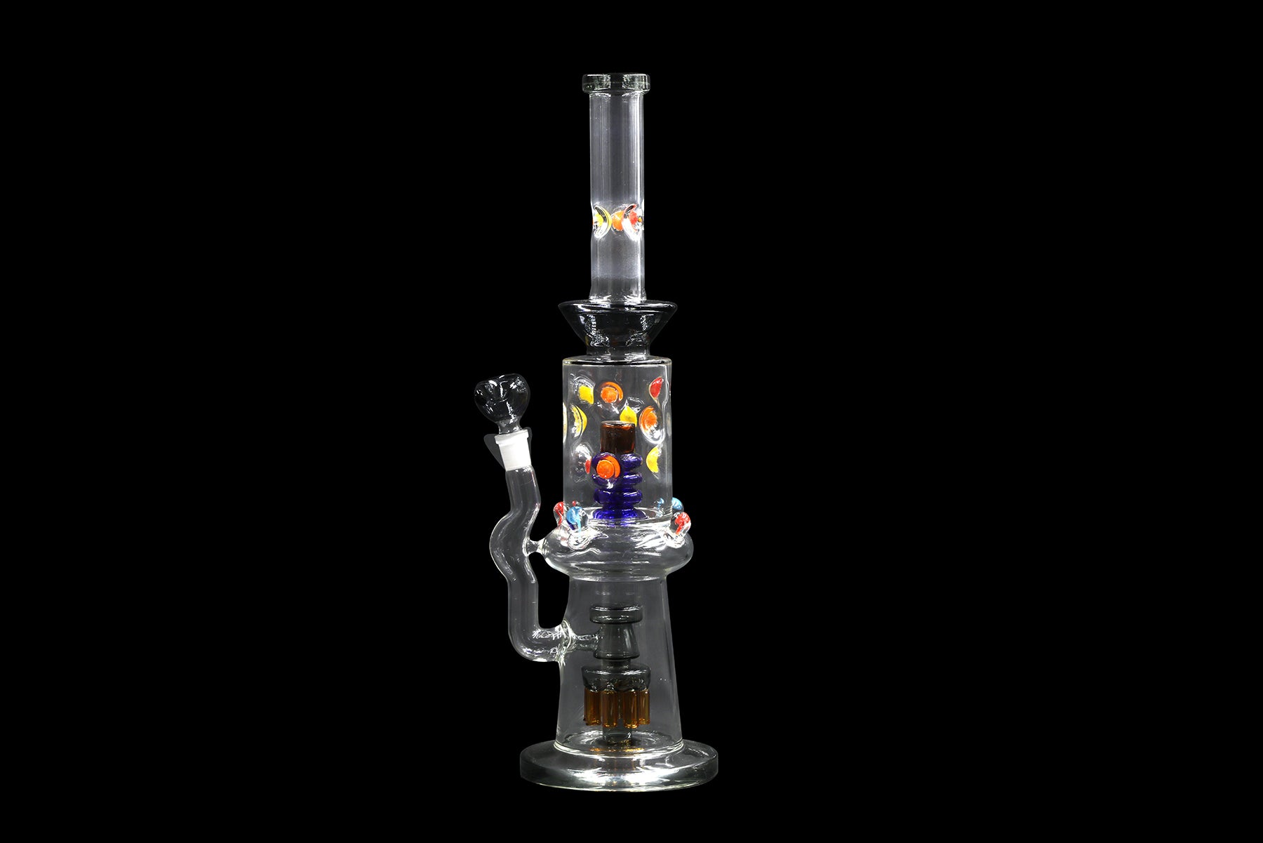 16" 900GR. 2 CHAMBER BLACK PINCHED MID CROWN DESIGN GLASS WATER PIPE W/ BOWL