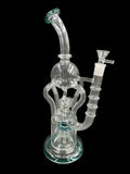 13" 600Gr. 4 Handle Dark Green Color Recycler Water Pipe W/ Bowl