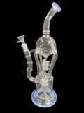 13" 600Gr. 4 Handle Jade Blue Color Recycler Water Pipe W/ Bowl