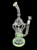 13" 600Gr. 4 Handle Green Color Recycler Water Pipe W/ Bowl