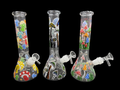 10" 350Gr. Mushroom Print Colorful Base Glass Water Pipe W/ Stem & Bowl 1pc (Mystery Color)