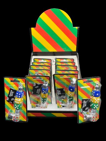 Dice Design Metal Pipe W/ Screen 1pc Mixed colors