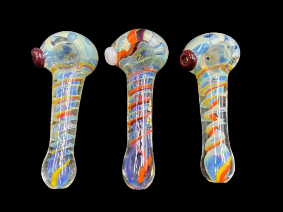 4" 70Gr. Colored Twisted Lining Glass Pipe 1pc (Mystery Color)