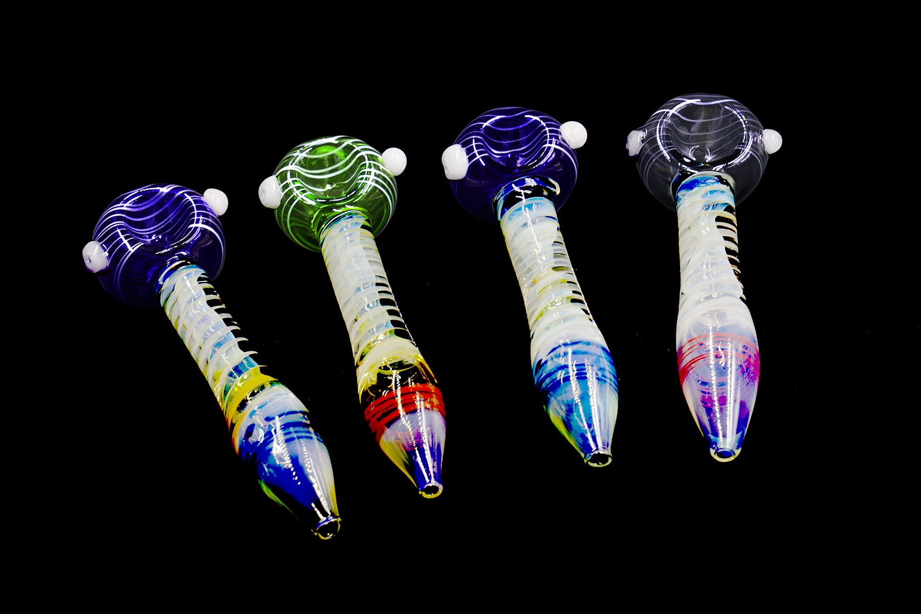 4.5"  Color Head Spiral Lining Glass Pipe (Mystery Color)