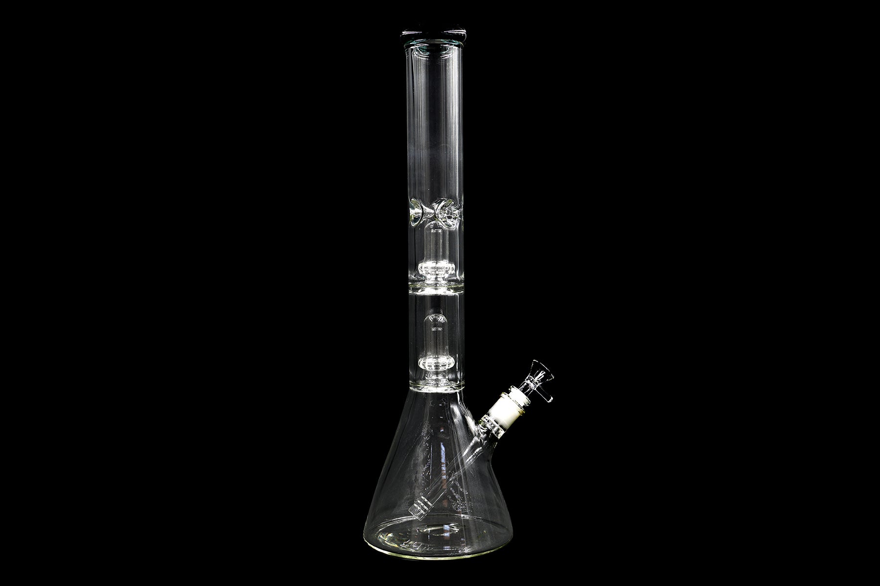 18" 1360Gr. Two Perc Beaker Bottom Teal Top Glass Water Pipe W/ Stem & Bowl