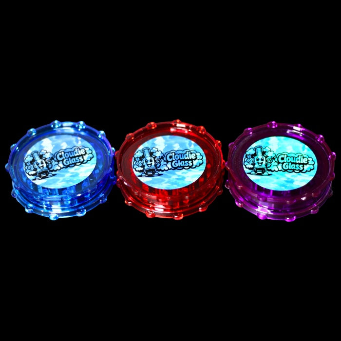 Cloudie Glass 2 Part 3inch Plastic Grinder Red, Black, Blue, Clear, Purple, Green (Mystery Color)