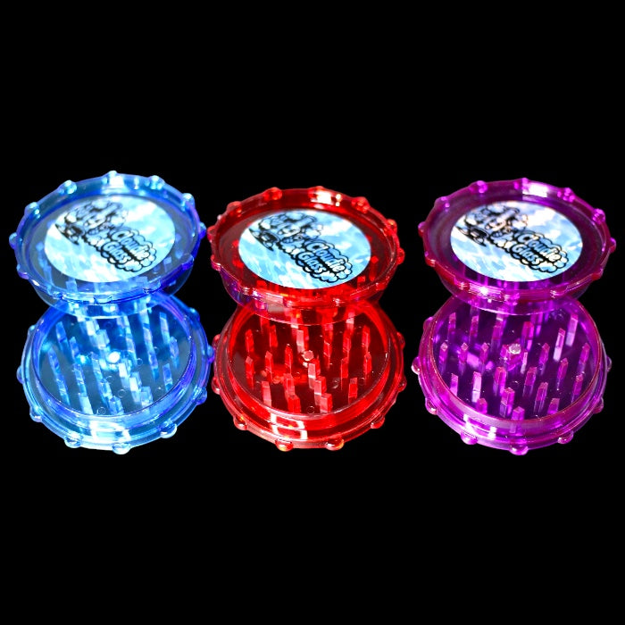 Cloudie Glass 2 Part 3inch Plastic Grinder Red, Black, Blue, Clear, Purple, Green (Mystery Color)