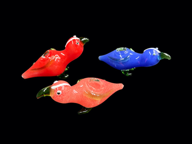 5" 100Gr. Colored Parrot Design Glass Pipe 1pc (Mystery Color)