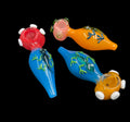 6" 130Gr. White Beads Colored Insect Design Glass Pipe (Mystery Color)