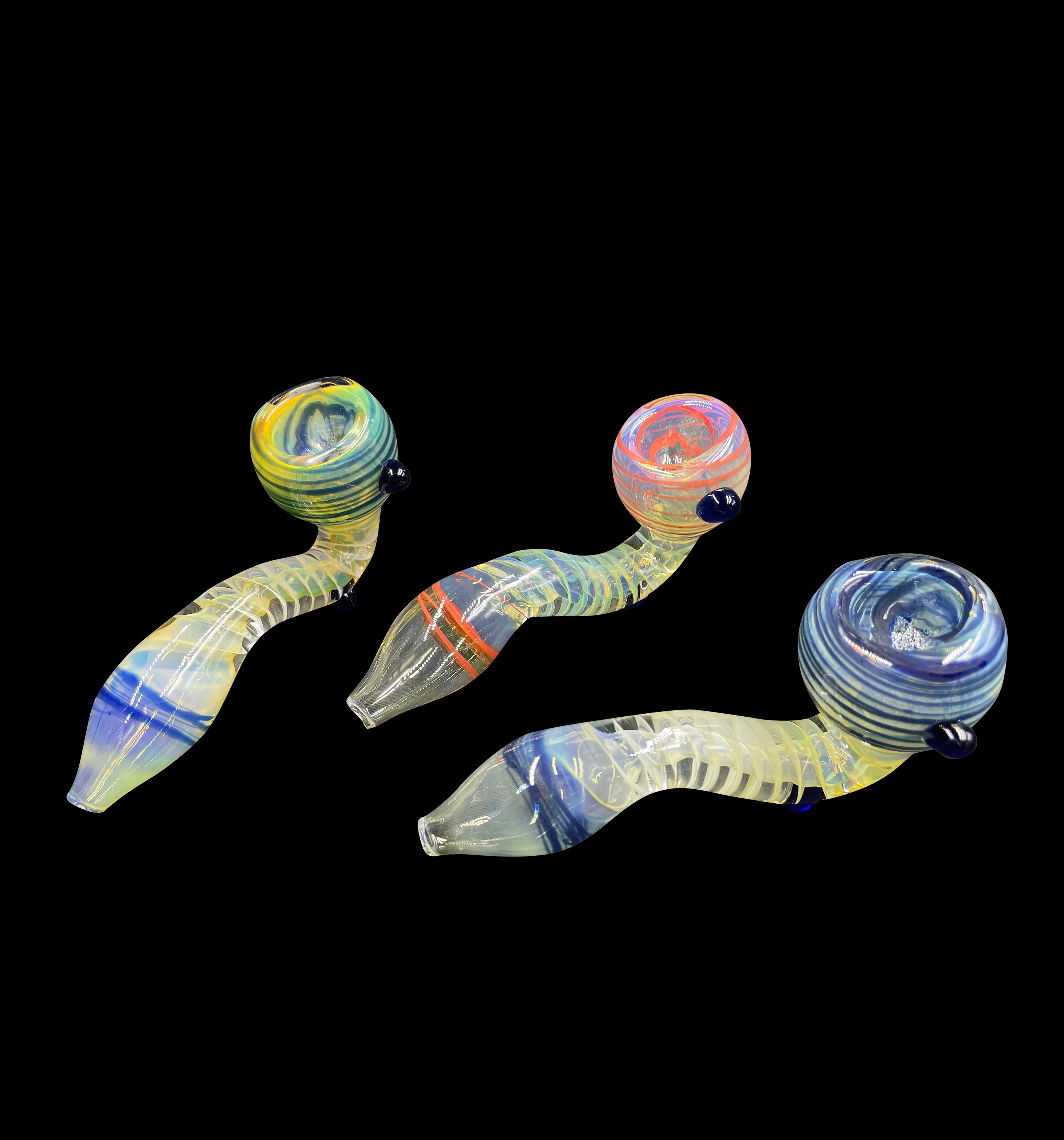 4.5"  Spiral Design Side Bead Colored Glass Sherlock Pipe 1pc (Mystery Color)