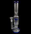 16" 1Kg. Blue 12 Arm Perc & Honeycomb Disk Clear Glass Water Pipe w/ Bowl #156