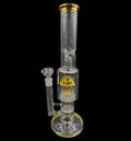16" 1Kg. Yellow 12 Arm Perc & Honeycomb Disk Clear Glass Water Pipe w/ Bowl #156
