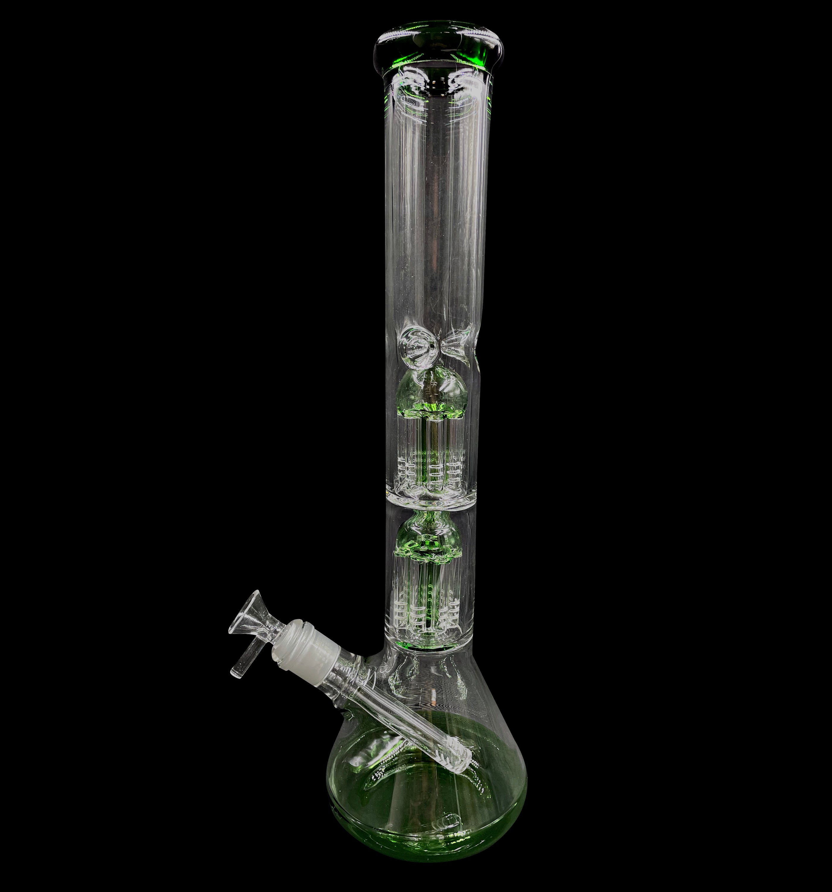 16" 920Gr. Green 8 Arm Two Chamber Perc Glass Water Pipe w/ Stem & Bowl #176