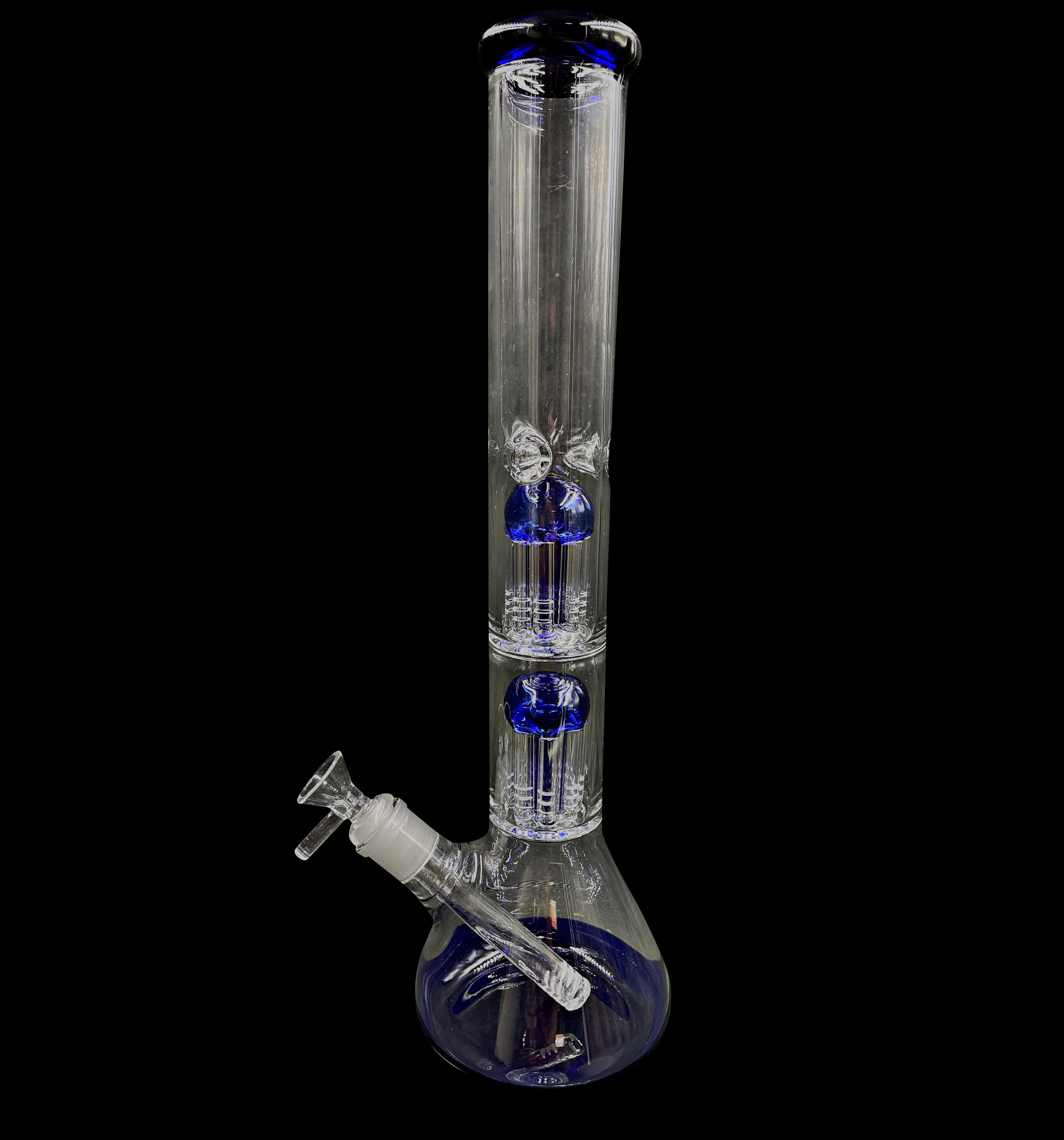16" 920Gr. Blue 8 Arm Two Chamber Perc Glass Water Pipe w/ Stem & Bowl #176