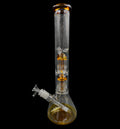 16" 920Gr. Yellow 8 Arm Two Chamber Perc Glass Water Pipe w/ Stem & Bowl #176