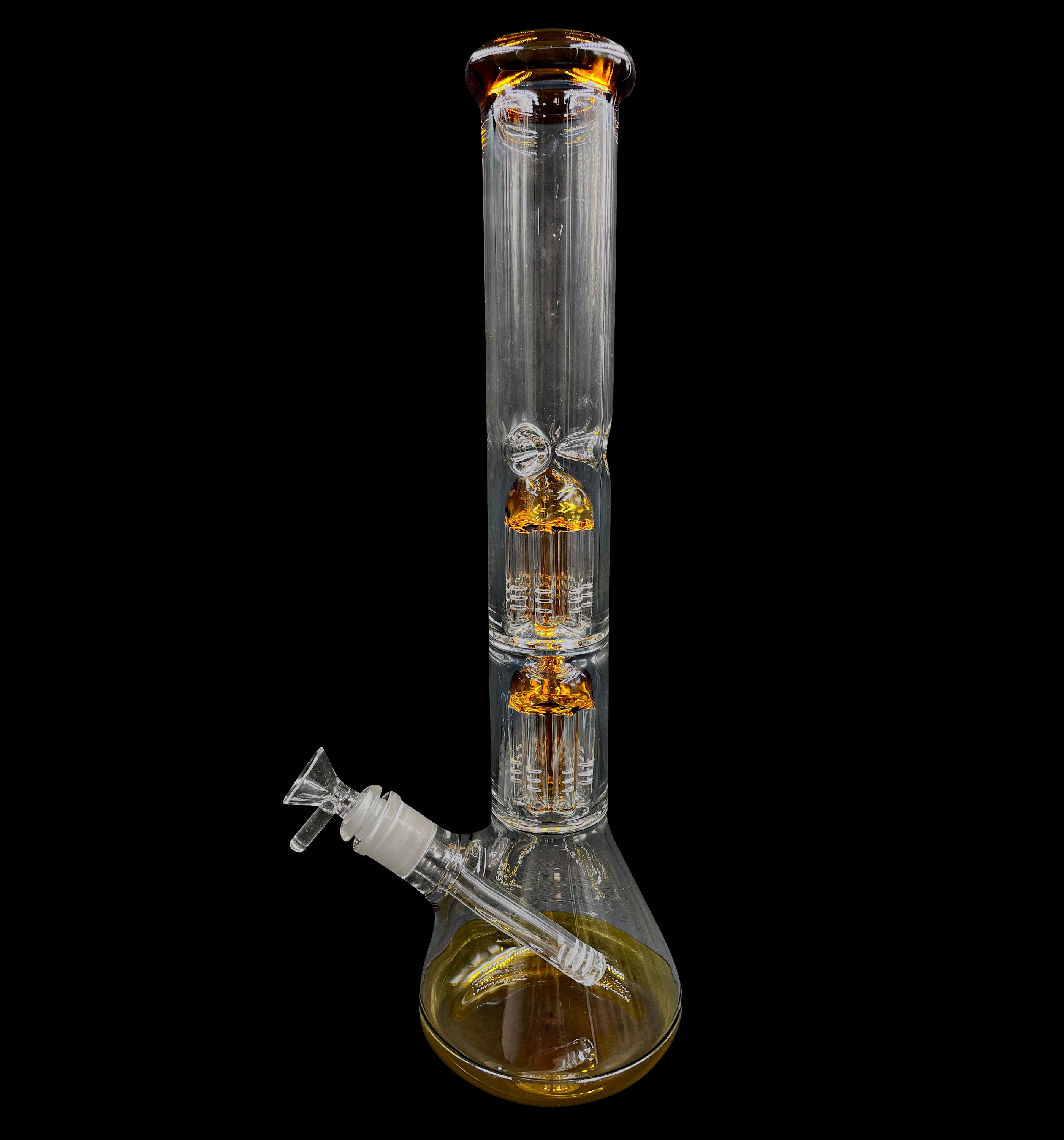 16" 920Gr. Yellow 8 Arm Two Chamber Perc Glass Water Pipe w/ Stem & Bowl #176