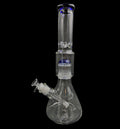 15" 1Kg. Blue 10 Arm Perc Beaker Pinch Top Glass Water Pipe w/ Stem & Bowl #399