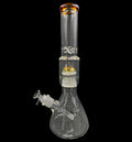 15" 1Kg. Gold 10 Arm Perc Beaker Pinch Top Glass Water Pipe w/ Stem & Bowl #399