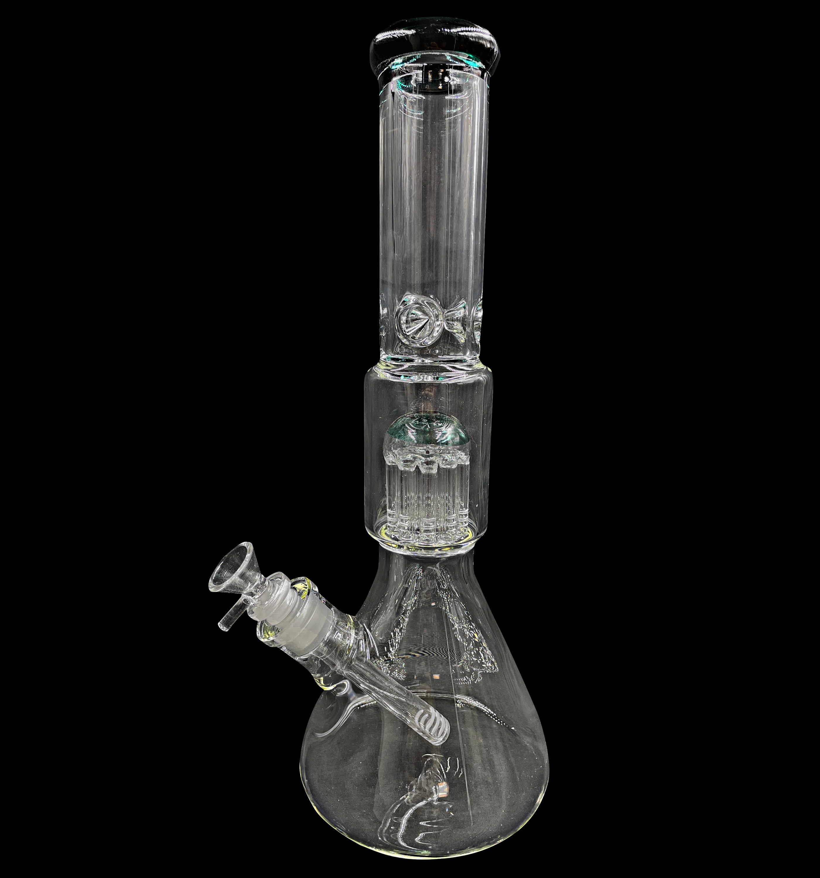 15" 1Kg. Teal 10 Arm Perc Beaker Pinch Top Glass Water Pipe w/ Stem & Bowl #399