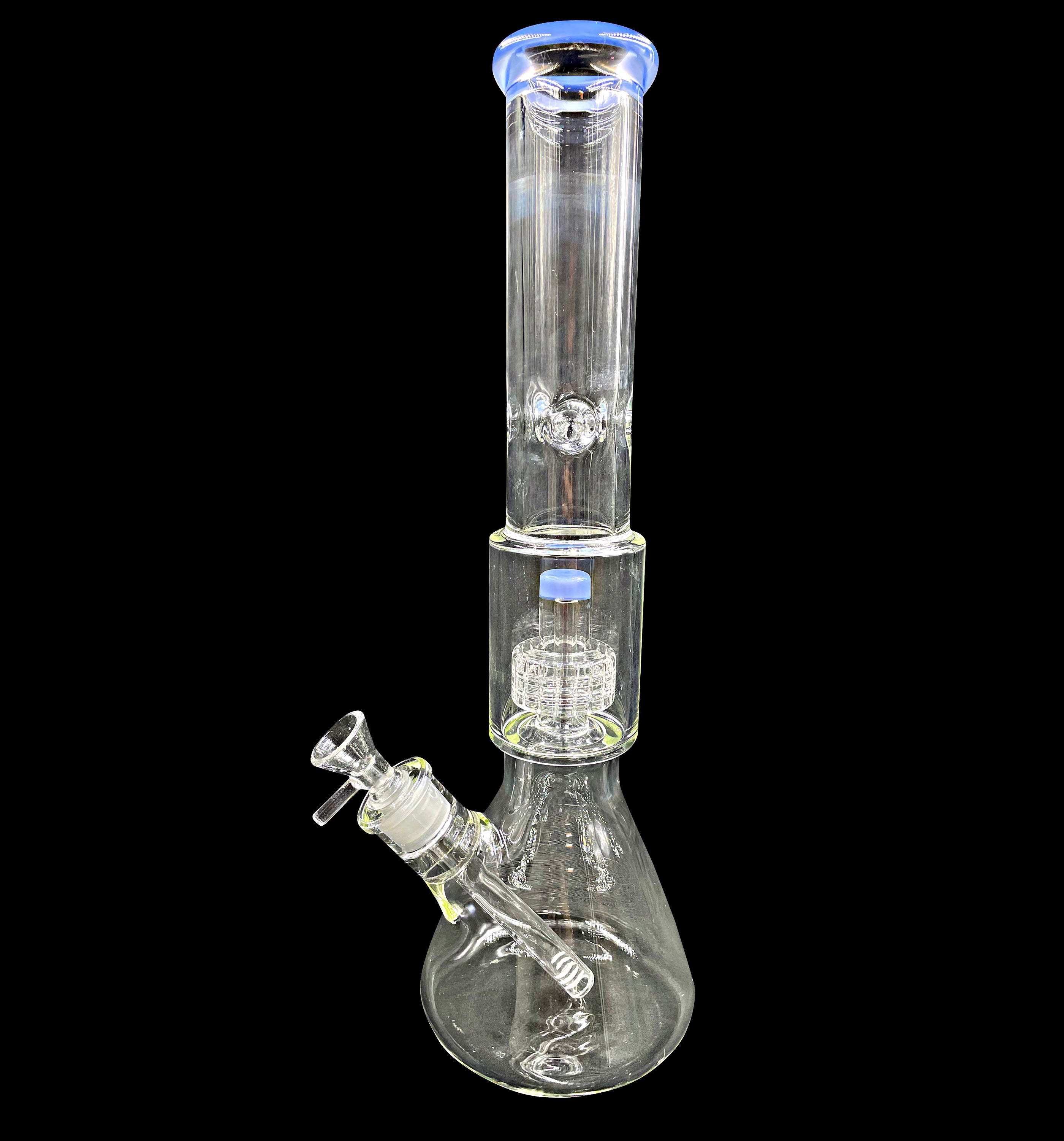 16" 1Kg.200Gr. Jade Blue Clear Beaker Showerhead Perc Glass Water Pipe w/ Stem & Bowl #360