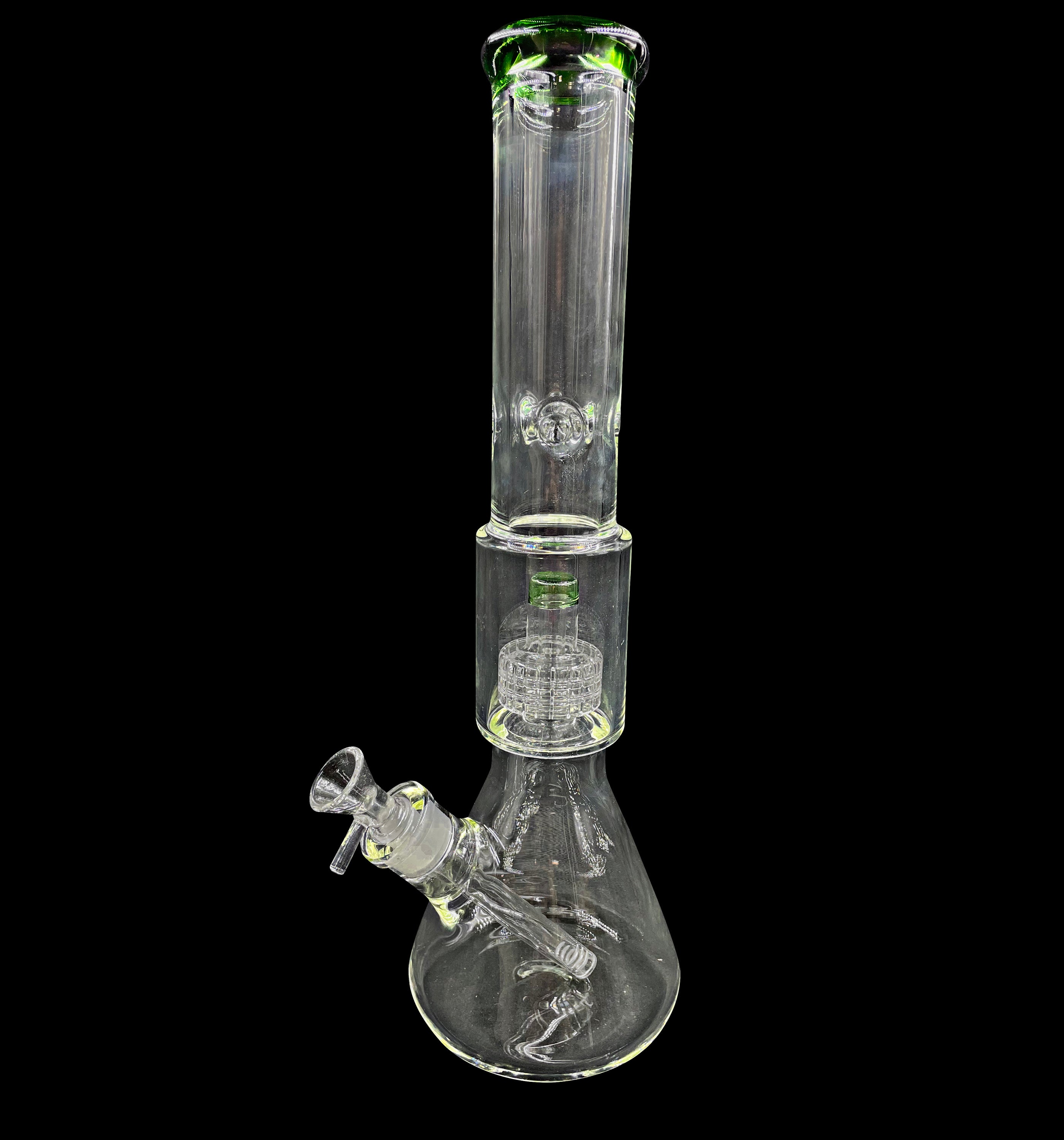 16" 1Kg.200Gr. Green Clear Beaker Showerhead Perc Glass Water Pipe w/ Stem & Bowl #360