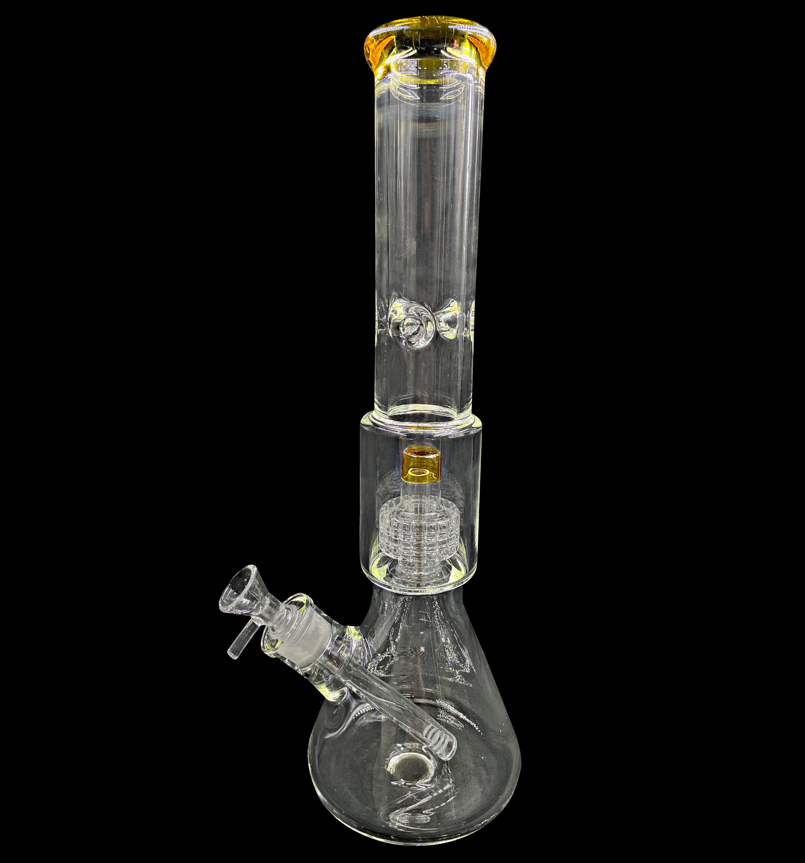 16" 1Kg.200Gr. Yellow Clear Beaker Showerhead Perc Glass Water Pipe w/ Stem & Bowl #360