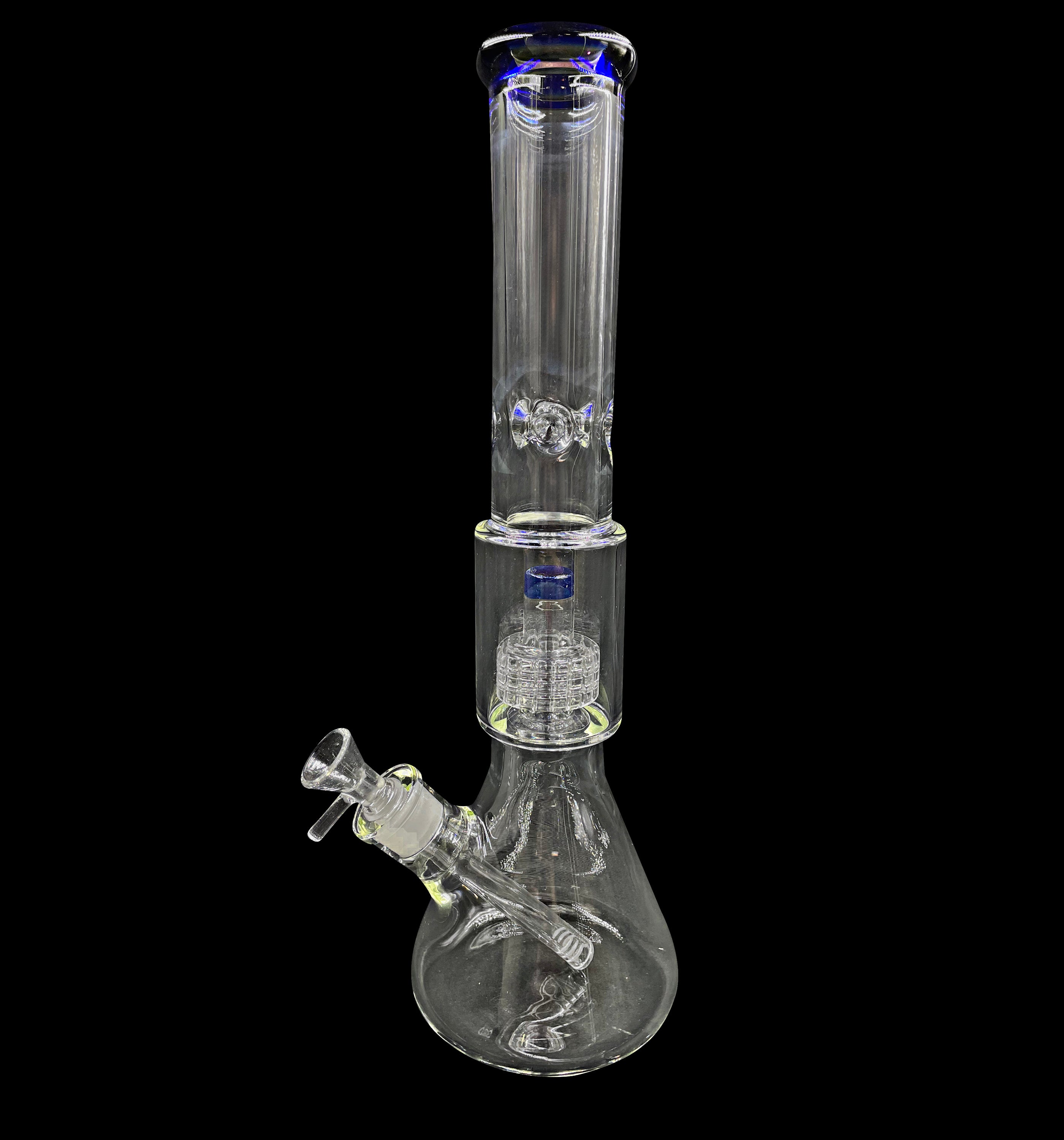 16" 1Kg.200Gr. Blue Clear Beaker Showerhead Perc Glass Water Pipe w/ Stem & Bowl #360