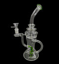11" 340Gr. Green Mid Circled Clear Recycler Design Glass Water Pipe w/ Bowl #433