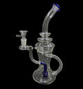 11" 340Gr. Blue Mid Circled Clear Recycler Design Glass Water Pipe w/ Bowl #433