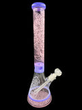 18" 1170Gr. Monster Purple Engraved Designed Beaker Glass Water Pipe w/ Stem & Bowl
