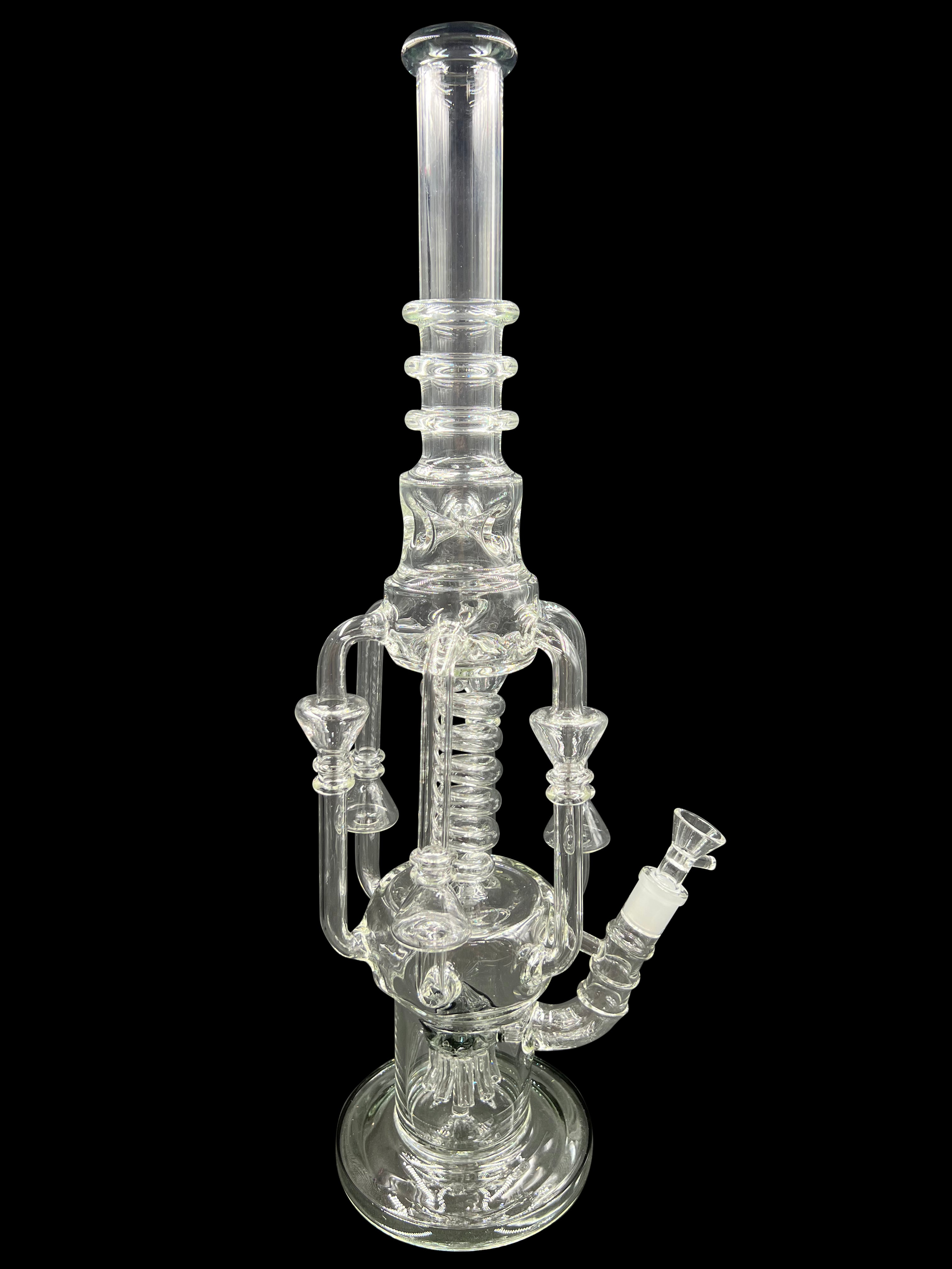 18" 1100Gr. 6 Handle Middle Spiral Ring Recycler Water Pipe W/ Bowl C.BLACK ( 103 )