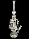 18" 1100Gr. 6 Handle Middle Spiral Ring Recycler Water Pipe W/ Bowl  TEAL ( 103 )