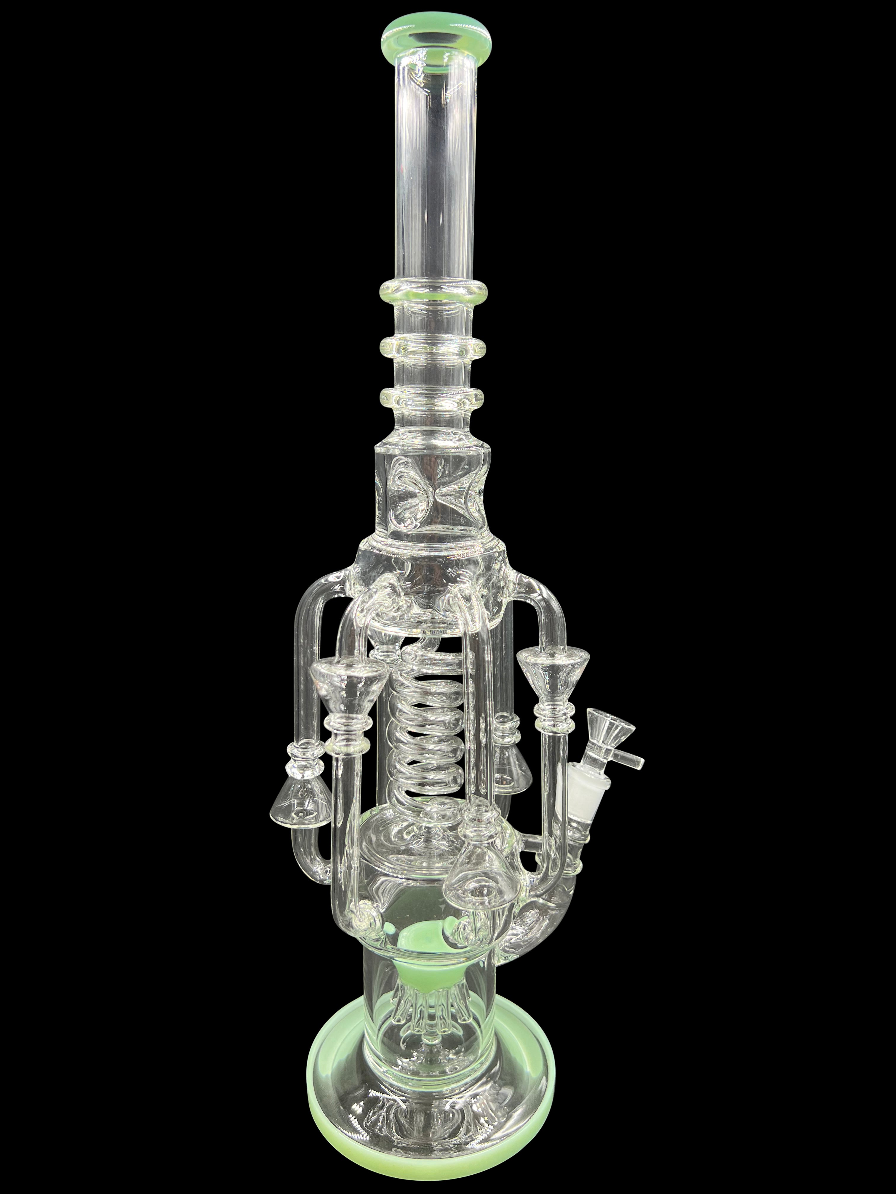 18" 1100Gr. 6 Handle Middle Spiral Ring Recycler Water Pipe W/ Bowl MINT ( 103 )