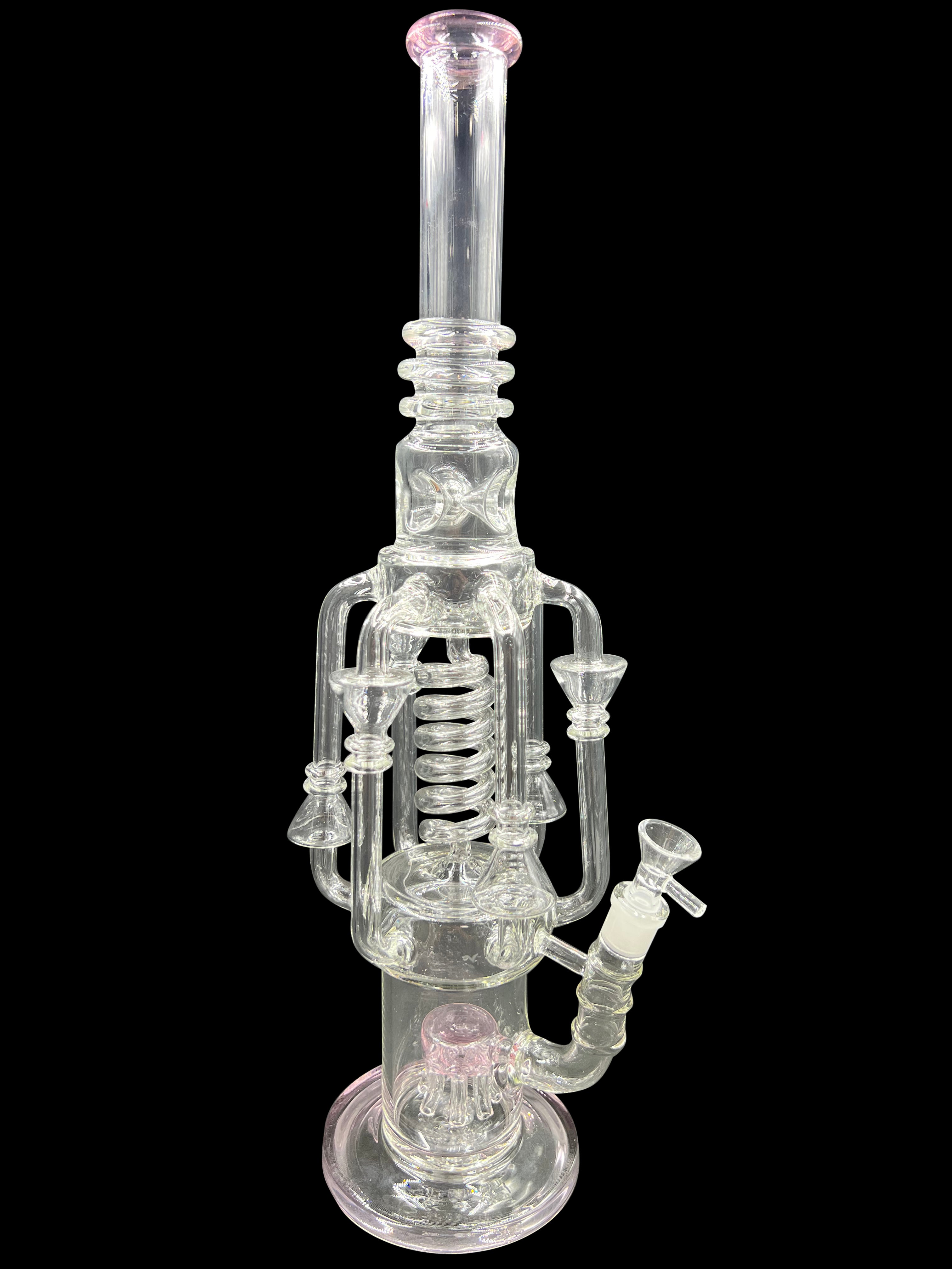 18" 1100Gr. 6 Handle Middle Spiral Ring Recycler Water Pipe W/ Bowl PINK ( 103 )