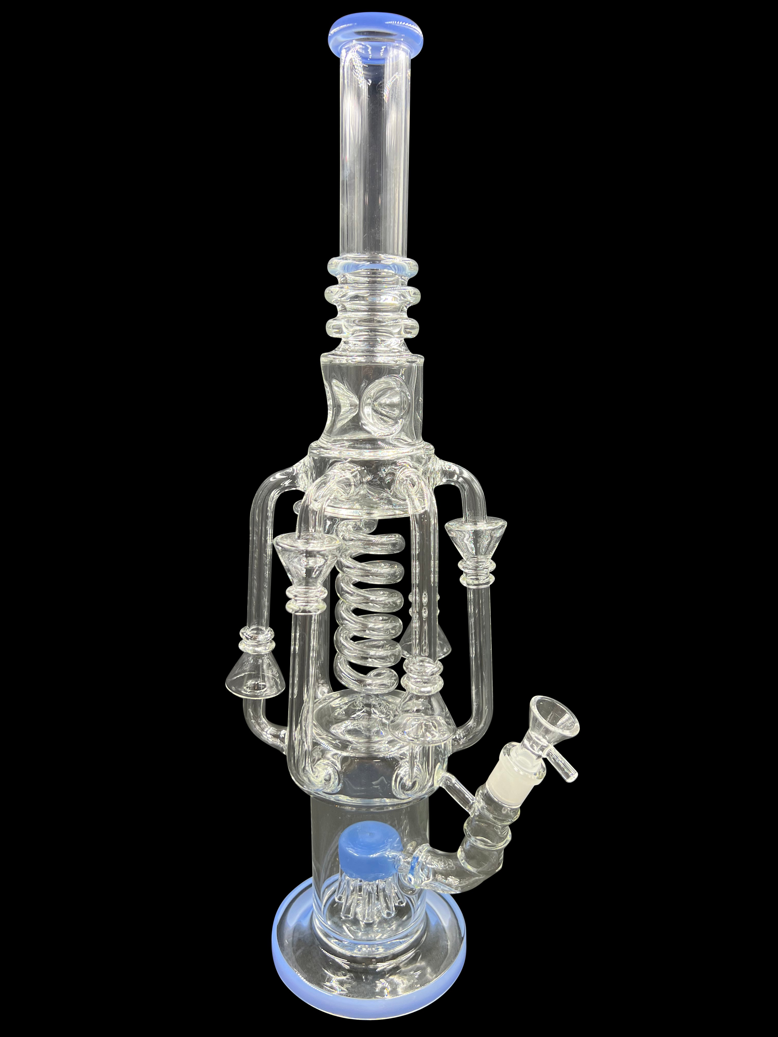 18" 1100Gr. 6 Handle Middle Spiral Ring Recycler Water Pipe W/ Bowl L.BLUE ( 103 )