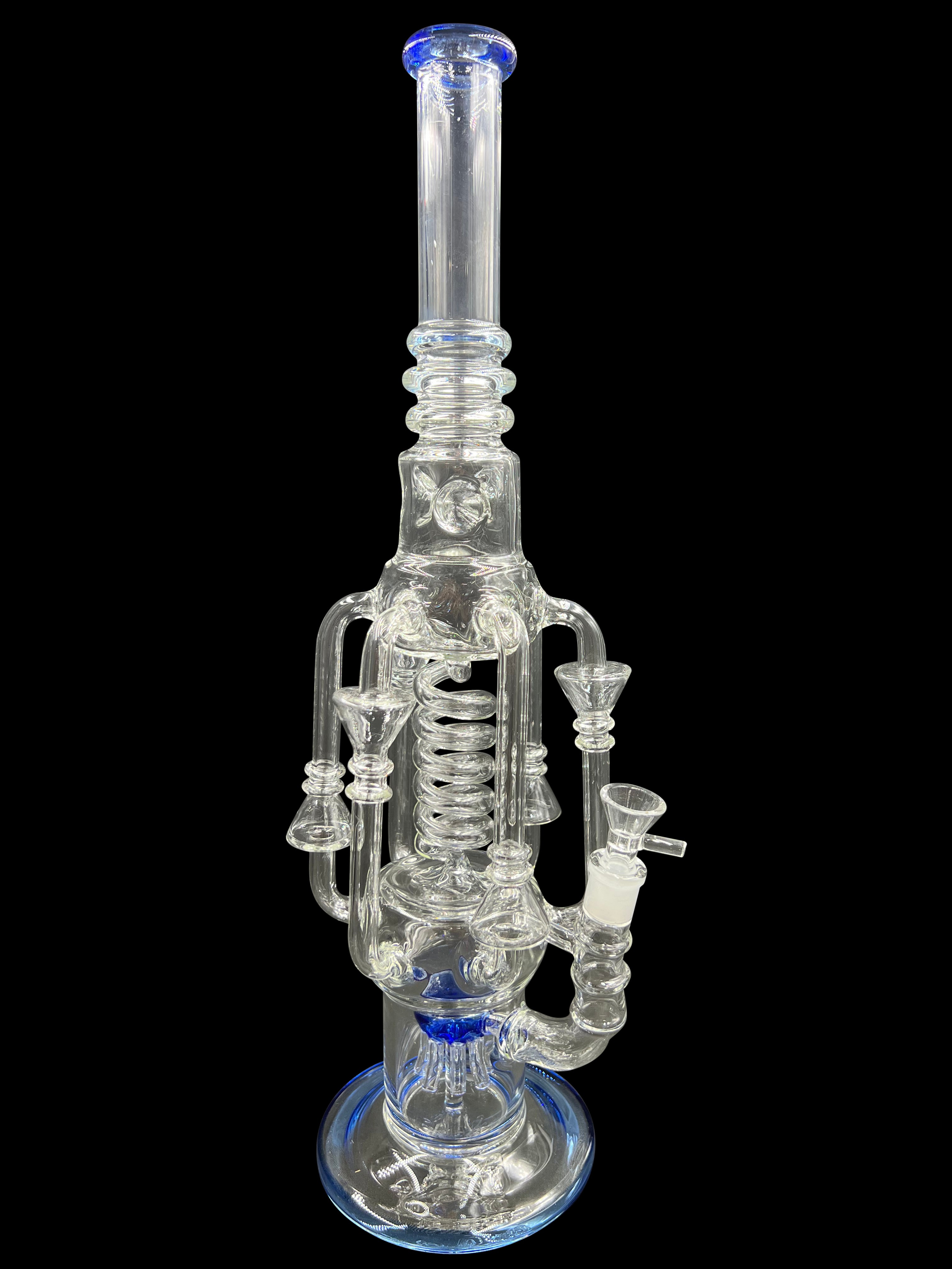 18" 1100Gr. 6 Handle Middle Spiral Ring Recycler Water Pipe W/ Bowl J.BLUE ( 103 )