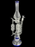 19" 1300Gr. Vertical Shower Perc 3 Handle mid Spiral Recycler Water Pipe W/ Bowl BLUE ( 101 )