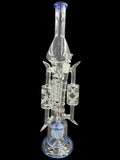 19" 1300Gr. Vertical Shower Perc 3 Handle mid Spiral Recycler Water Pipe W/ Bowl L.BLUE ( 101 )