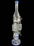 19" 1300Gr. Vertical Shower Perc 3 Handle mid Spiral Recycler Water Pipe W/ Bowl J.BLUE ( 101 )