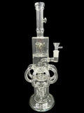 16" 970Gr. 2 Level Perc 8 Handle Recycler Glass water Pipe W/ Bowl C.BLACK ( 105 )