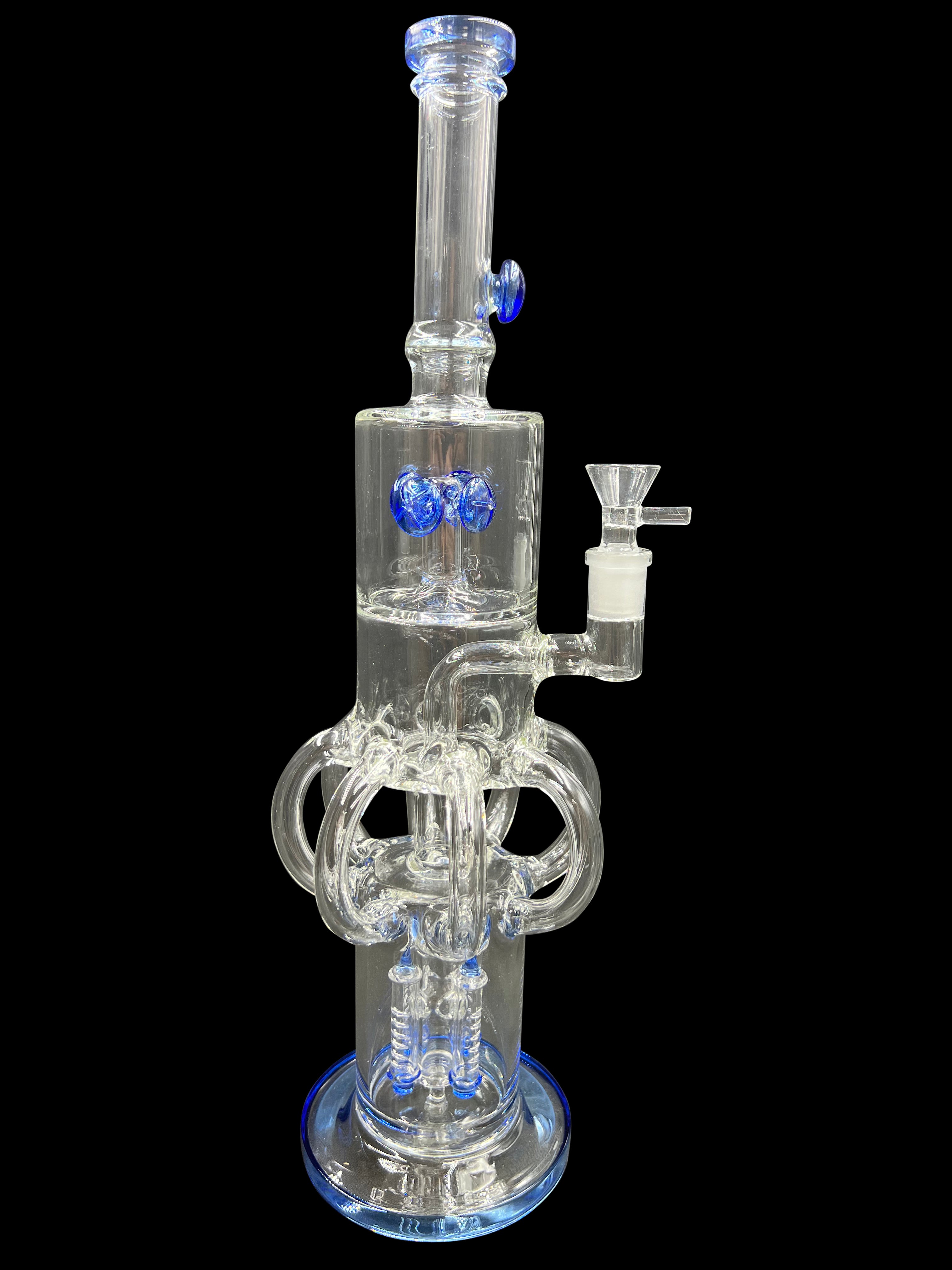 16" 970Gr. 2 Level Perc 8 Handle Recycler Glass water Pipe W/ Bowl J.BLUE( 105 )