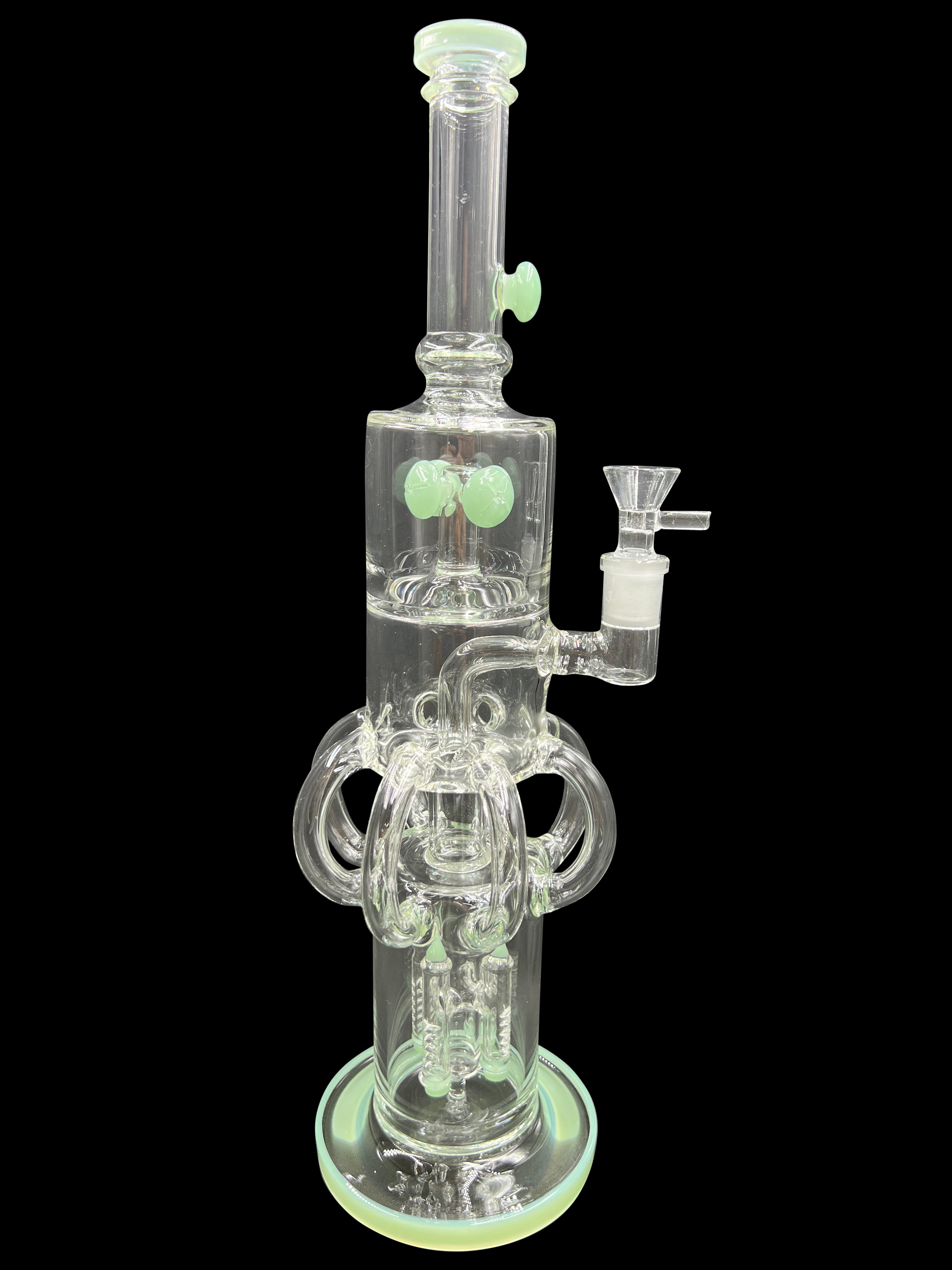 16" 970Gr. 2 Level Perc 8 Handle Recycler Glass water Pipe W/ Bowl MINT ( 105 )