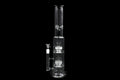 17" 1160Gr. Black Double Showerhead Perc Clear Glass Water Pipe w/ Bowl