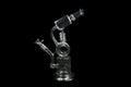 13" 620Gr. Top Bend Inline Perc Black Recycler Glass Water Pipe W/ Bowl