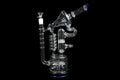 14" 858Gr. Circle Tube Perc Spiral Design Blue Recycler Glass Water Pipe W/ Bowl