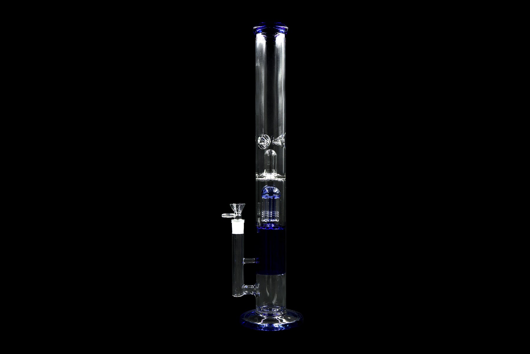 20" 1065Gr. Inside Arm Perc Blue Glass Water Pipe W/ Bowl